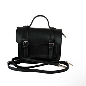 Brandy Melville Black Vegan Leather Buckle Handbag